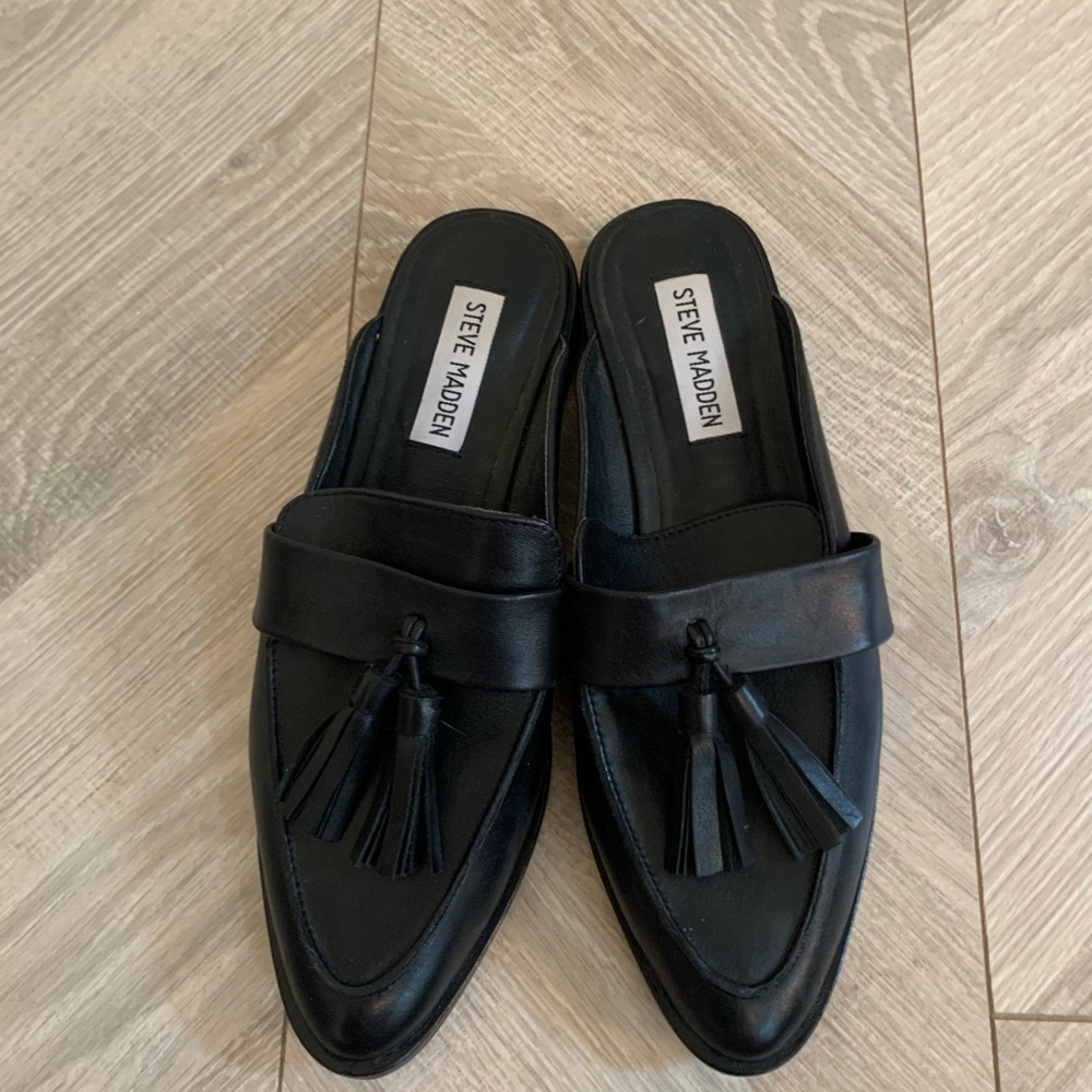 Steve Madden Leather Mule 6 Black